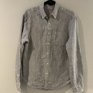 NWOT Alex Crane linen Playa Shirt / Lines